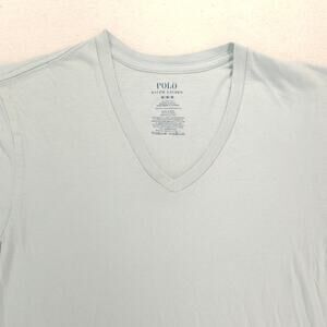 Polo Ralph Lauren V Neck Short Sleeve Shirt Mens Size Medium M Blue